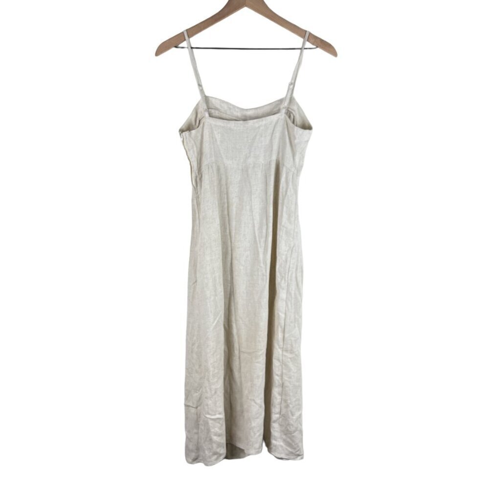 NWT Altar'd State Natural Beige Sadie Linen Slit Midi Dress - Picture 7 of 7